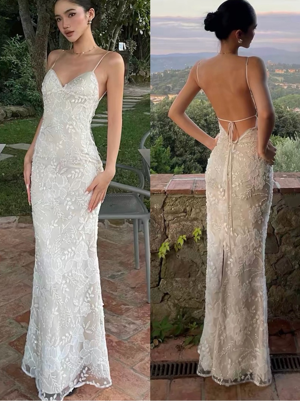 ivory lace mermaid gown with intricate floral embroidery and delicate sequin